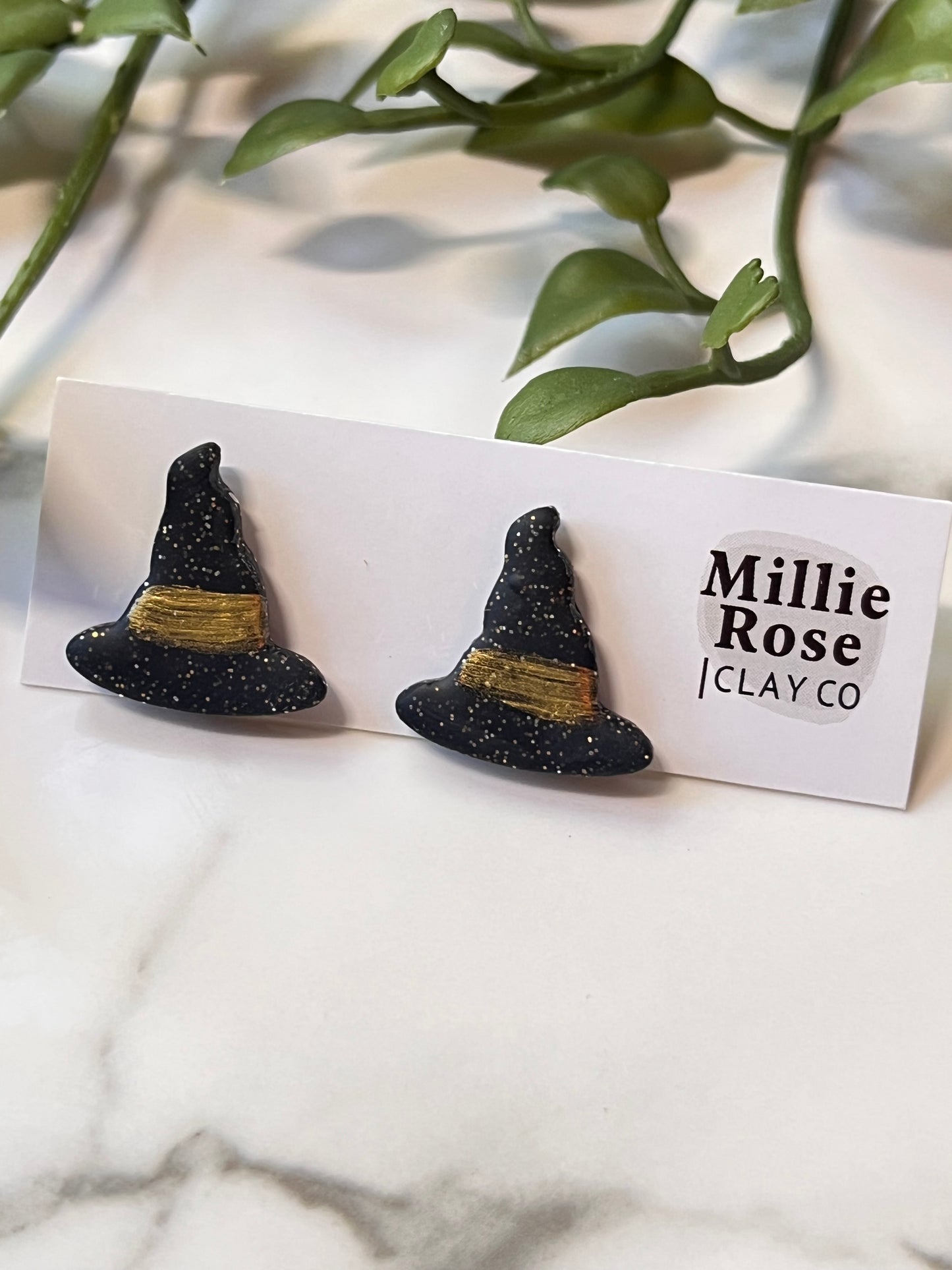 Halloween Glitter Witch Hat Stud