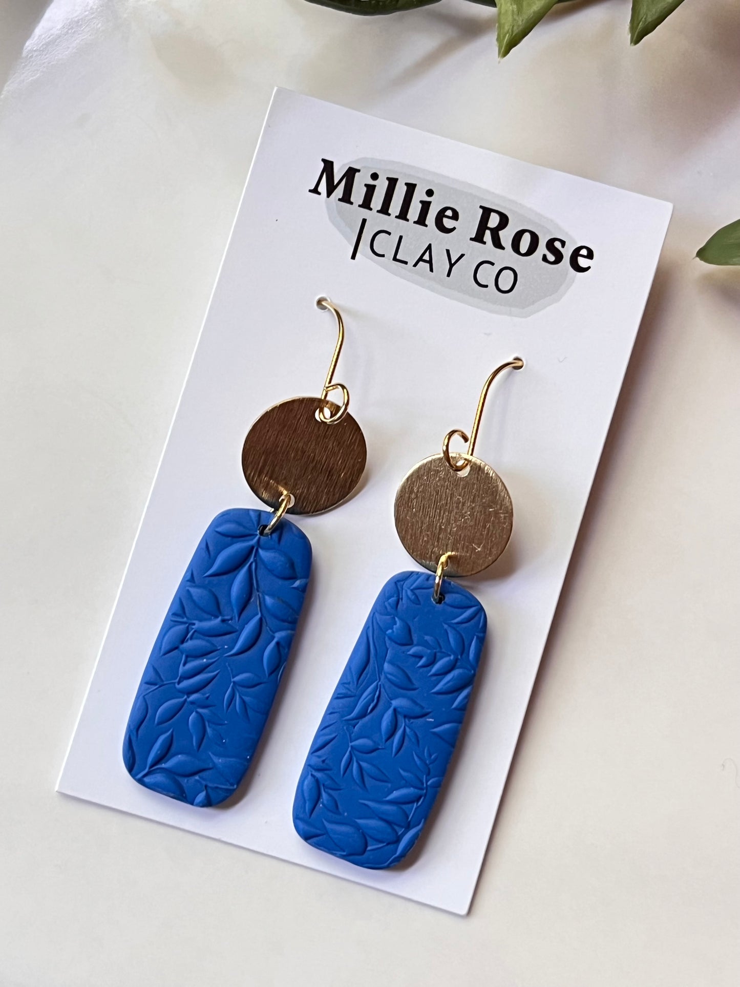 The Elke - Cobalt Leaf Texture (Gold)