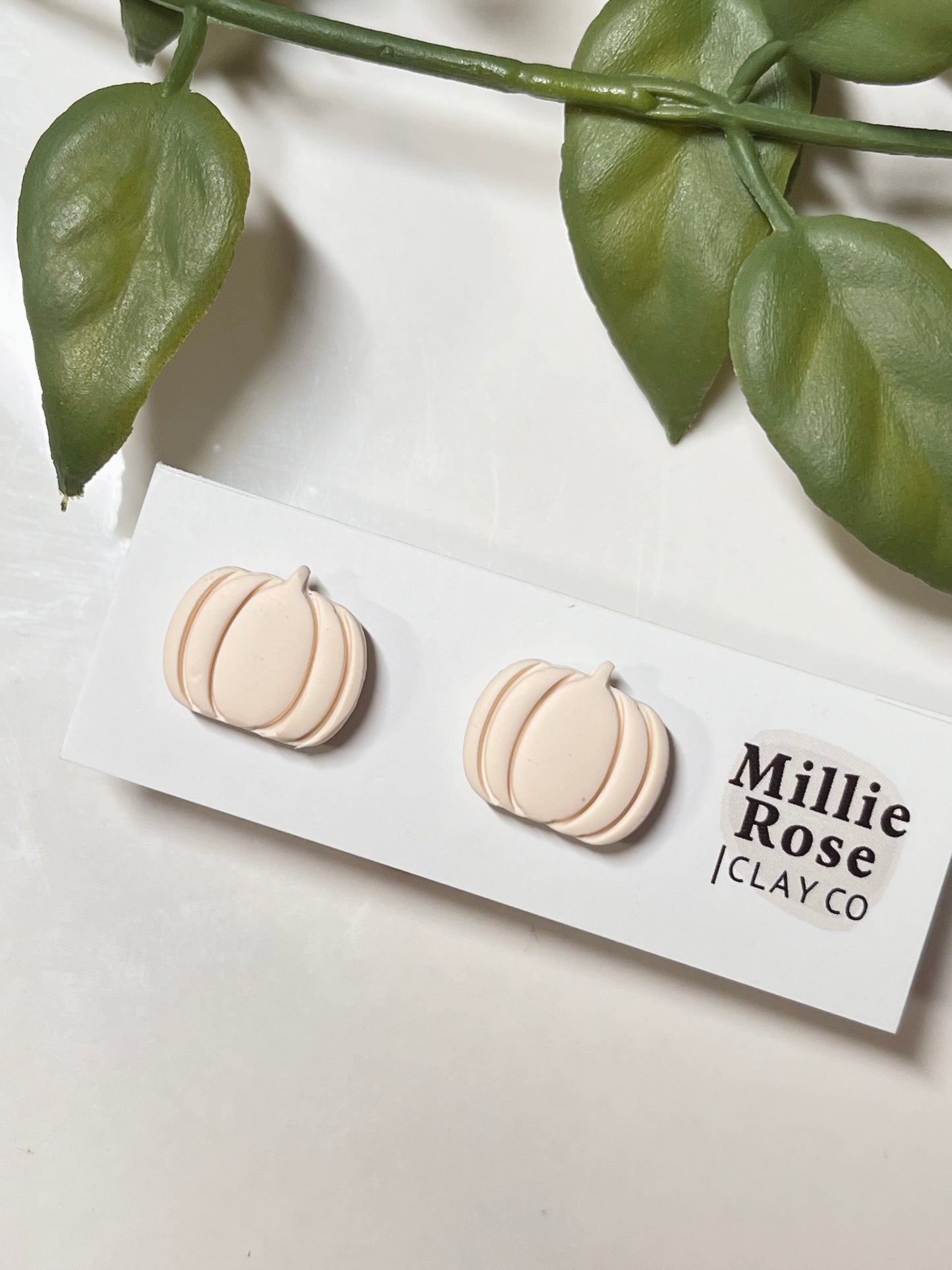 Fall Cream Pumpkin Stud