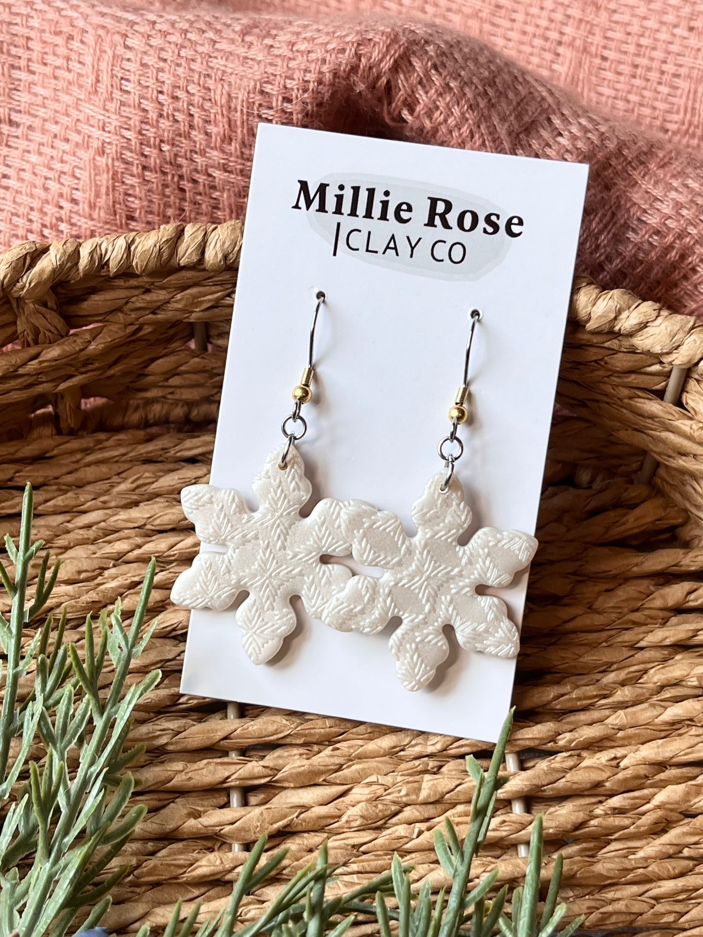 Pearl Snowflake Silver Dangle w/ Mixed Metal Hook