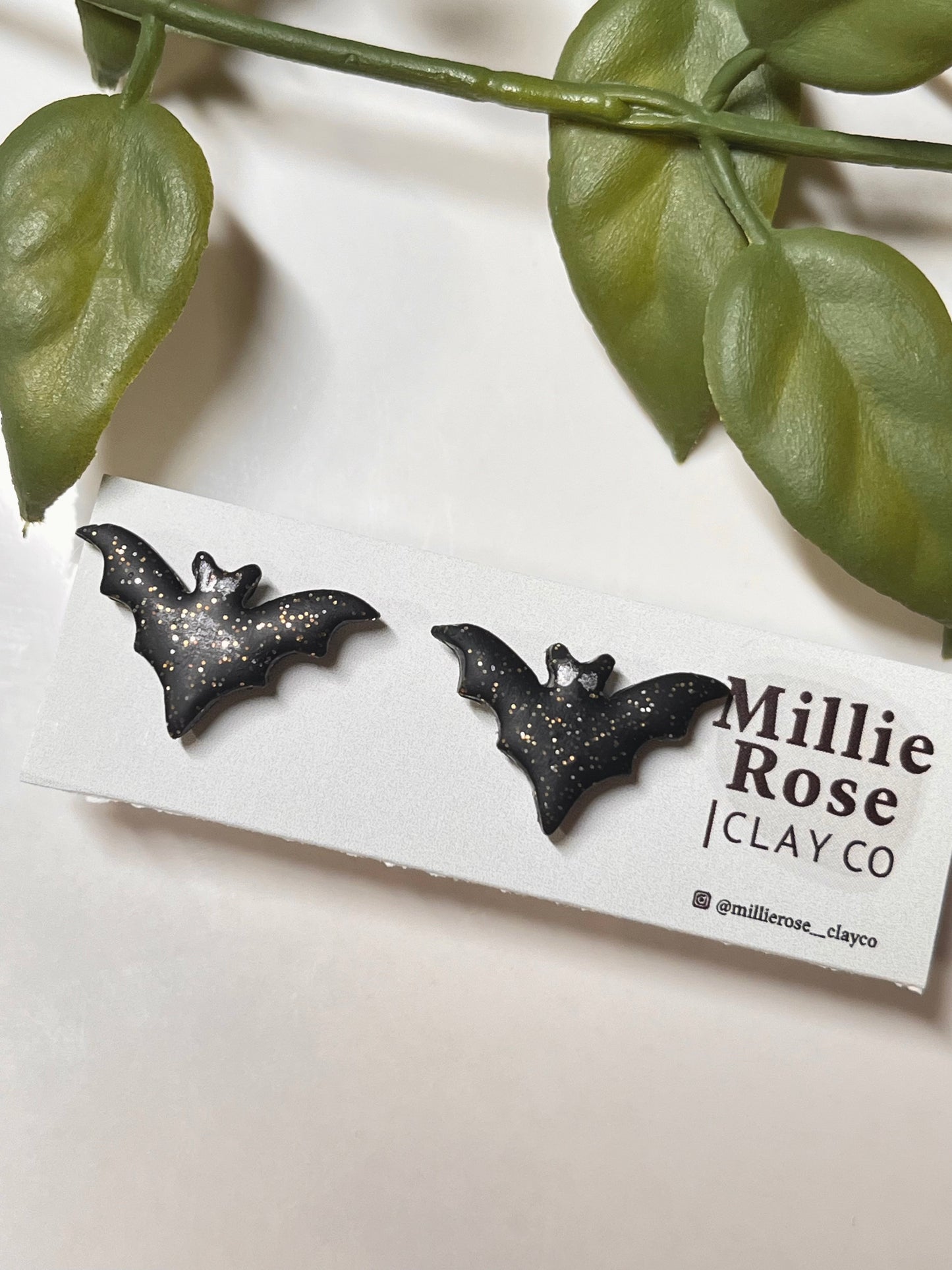 Halloween Glitter Bat Stud