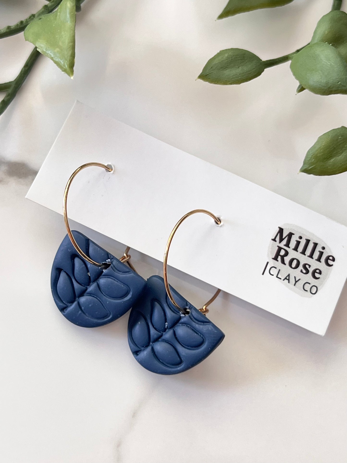 The Luna - Navy Leaf Imprint (Gold)