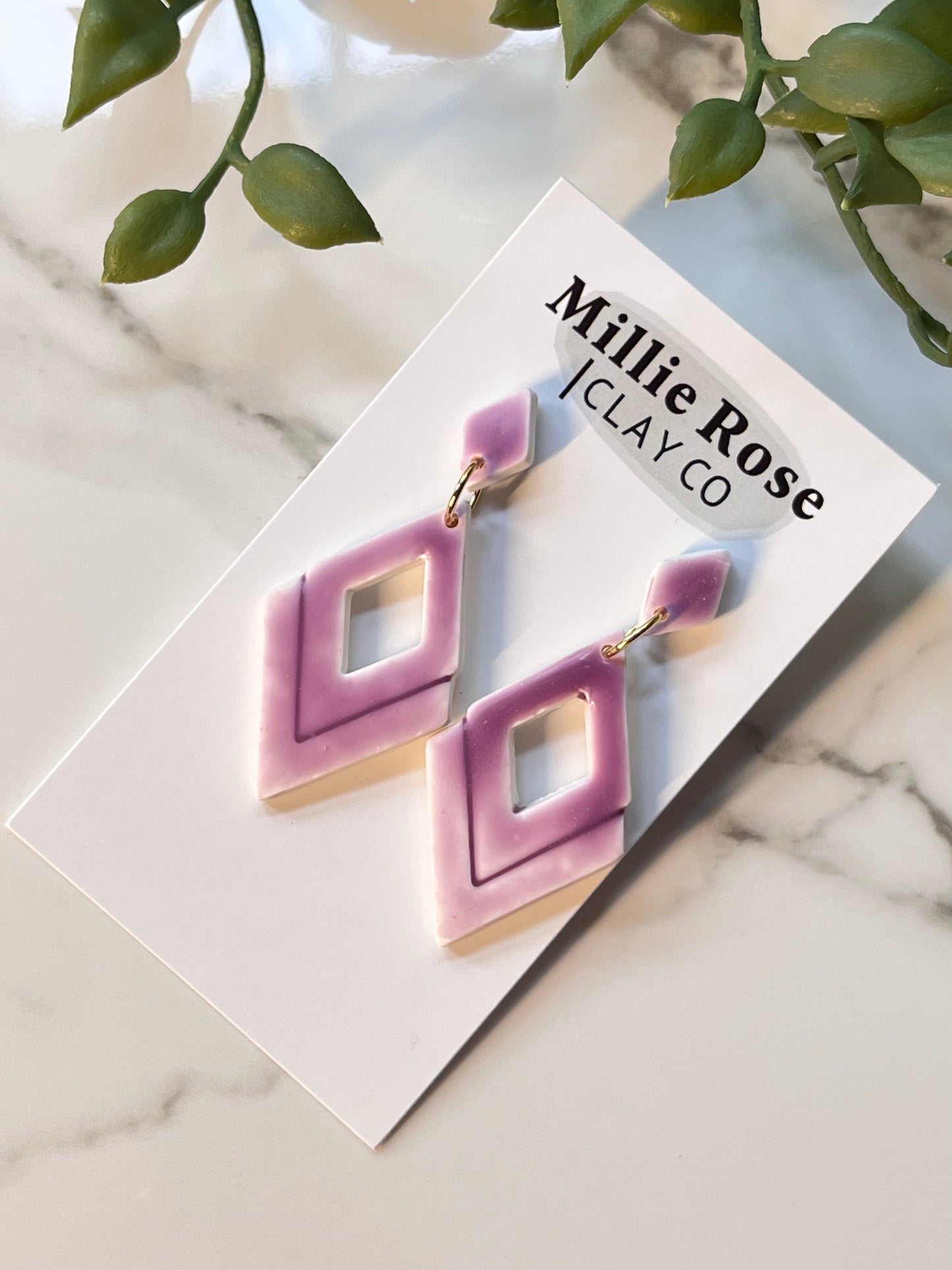 Glazed Berry Diamond Dangle w/ Clay Stud (Gold)