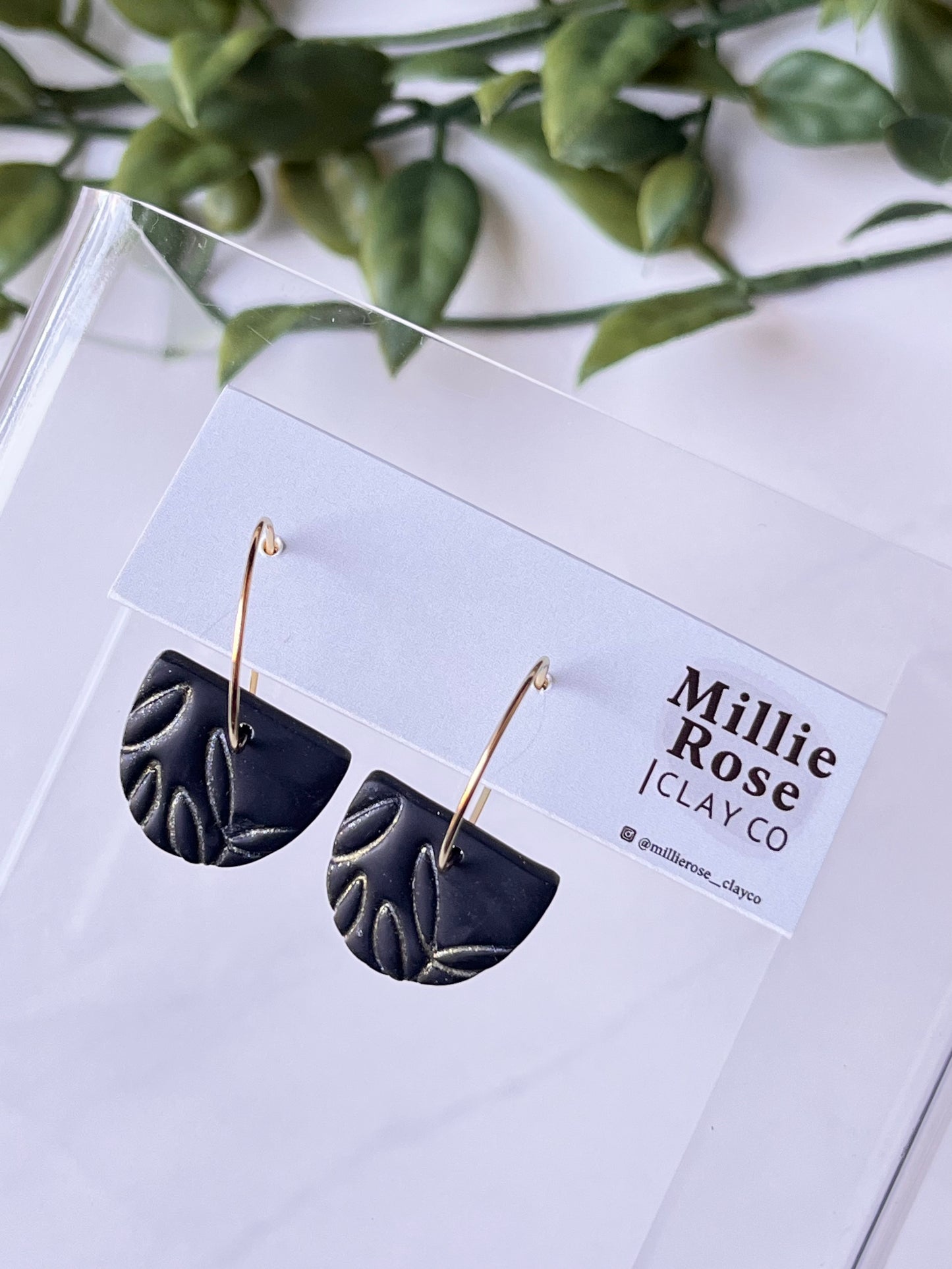 The Luna Gold Hoop (Black Silver/Gold Embossed Floral)