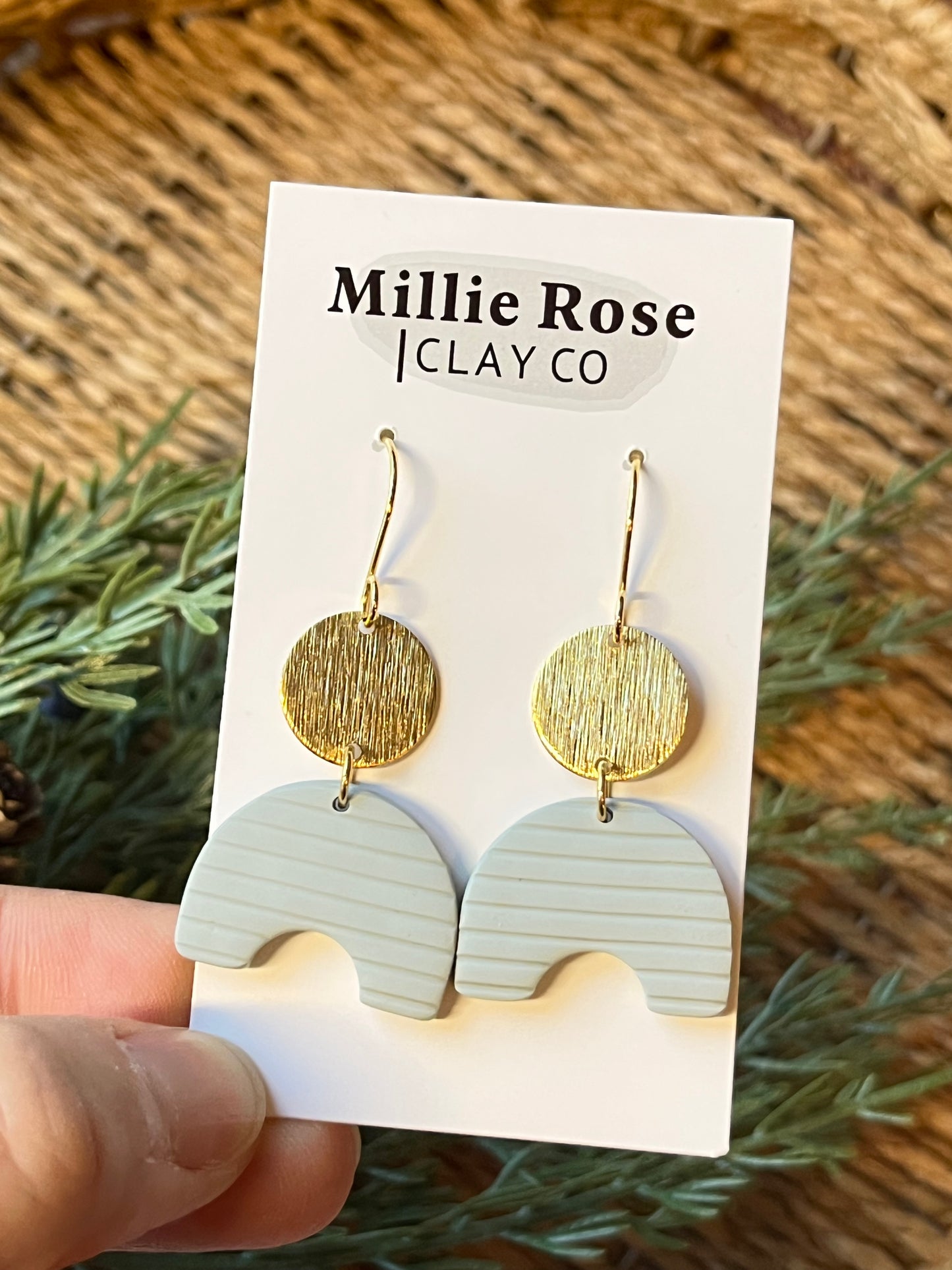 The Stella - Light Sage Green w/ Gold Brass Charm
