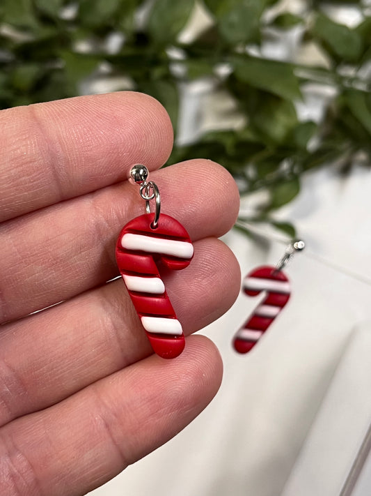 Candy Cane Dangle w/ Ball Stud (Silver)