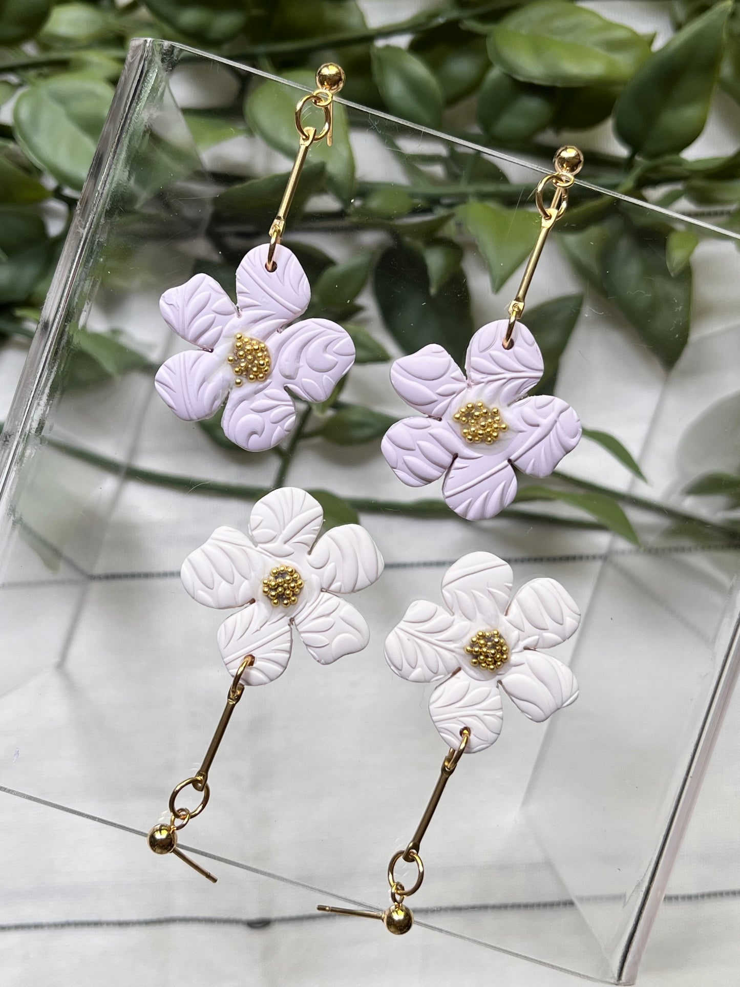 Organic Flower Drop Dangle (Cream)