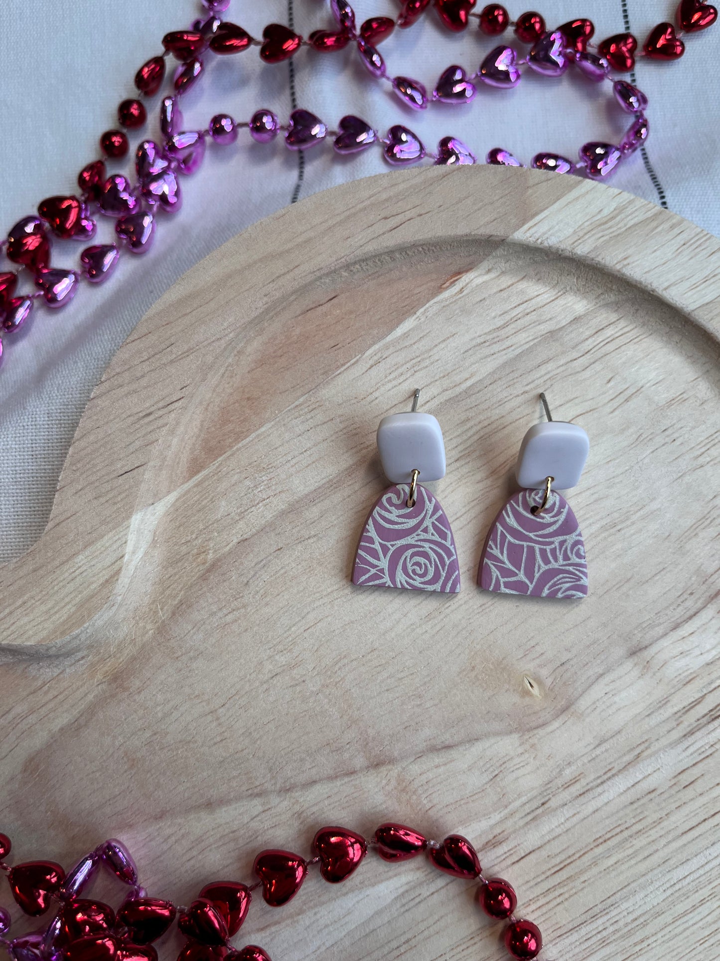 Painted Roses Mini Dangle w/ Clay Stud (Mauve)