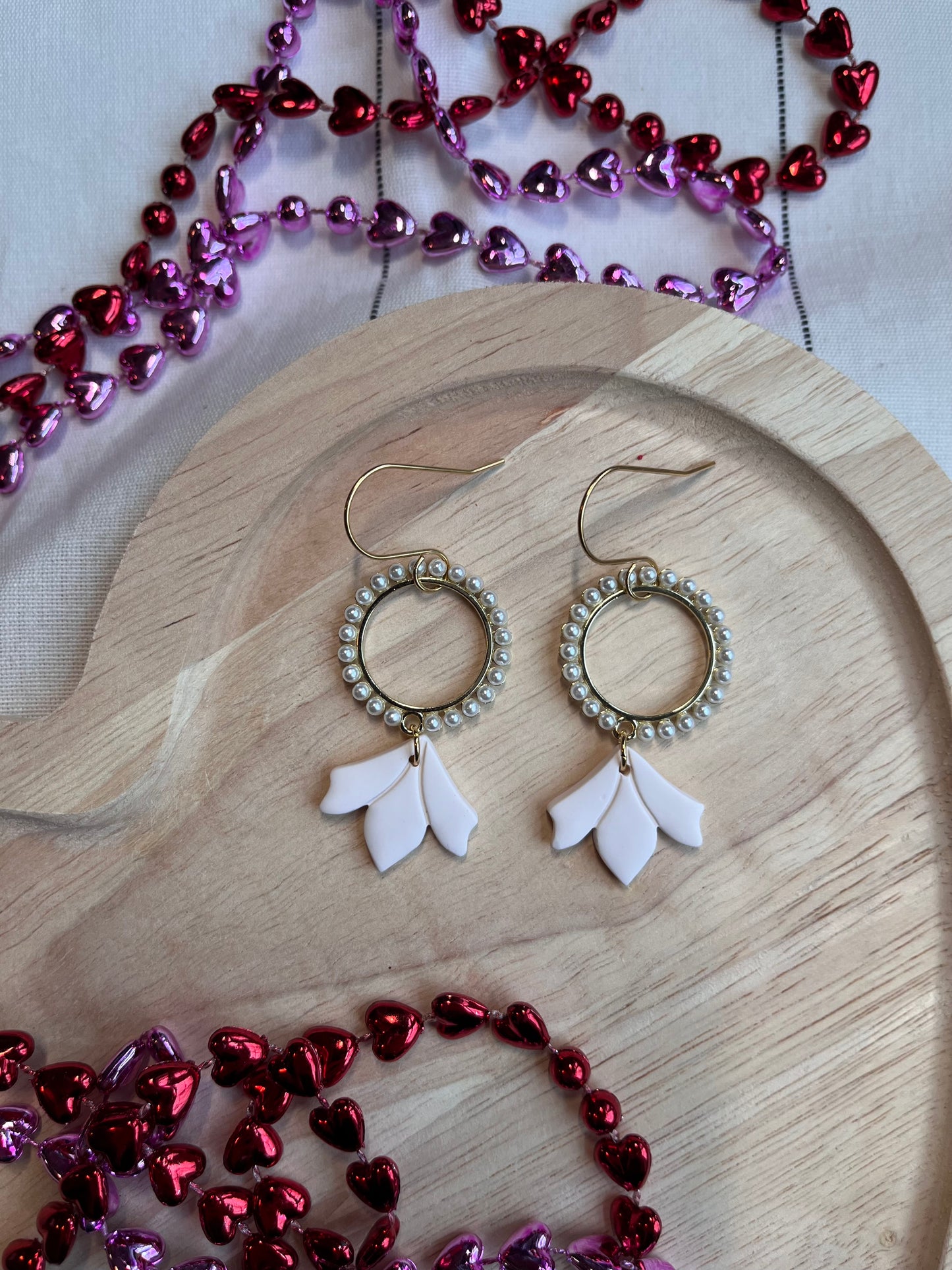 Pearl Charm Floral Drop Dangle (Cream)