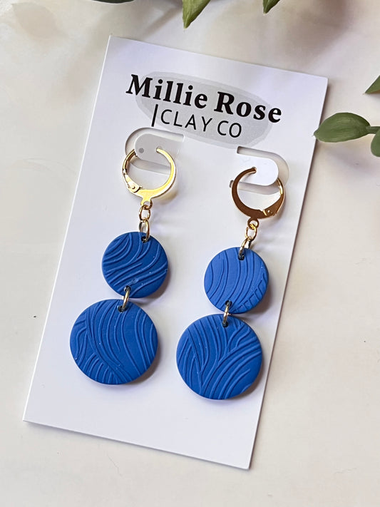Double Circle Dangle w/ Gold Lever back (Cobalt)