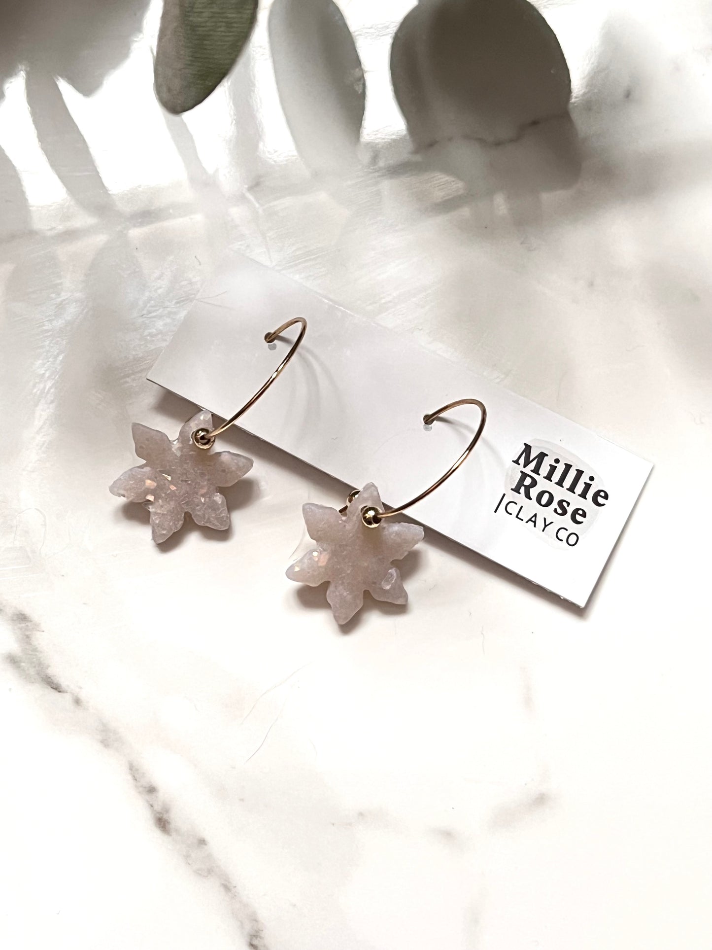 Opal Snowflake Mini Hoop Dangle