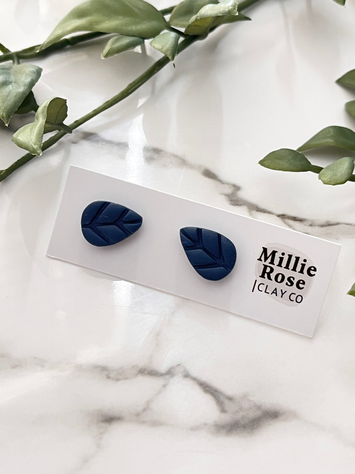 Navy Leaf Stud