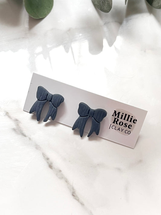 Denim Blue Long Bow Stud