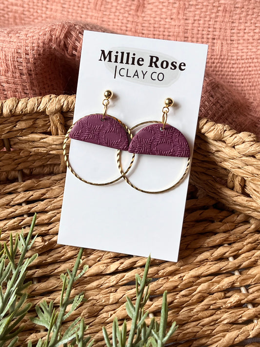 Wine Snowflake Semi Circle w/ Brass Circle Charm