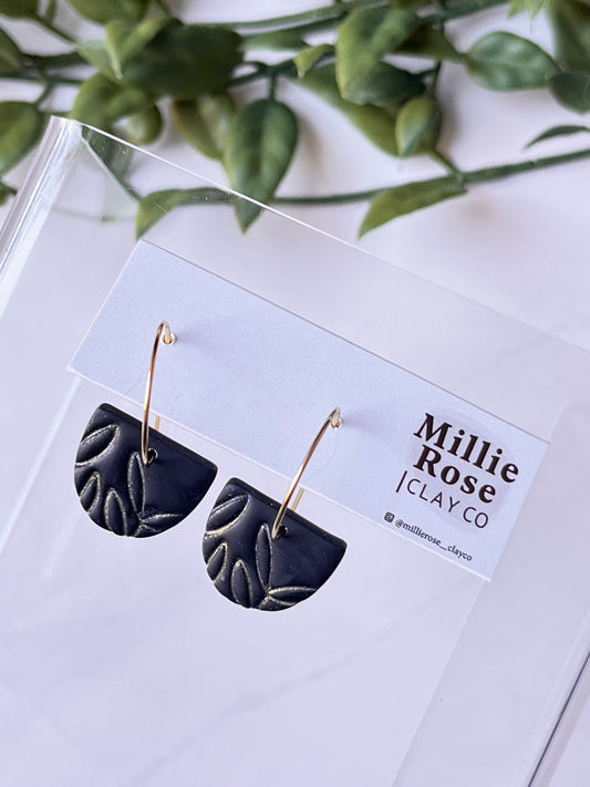 The Luna Gold Hoop (Black Silver/Gold Embossed Floral)