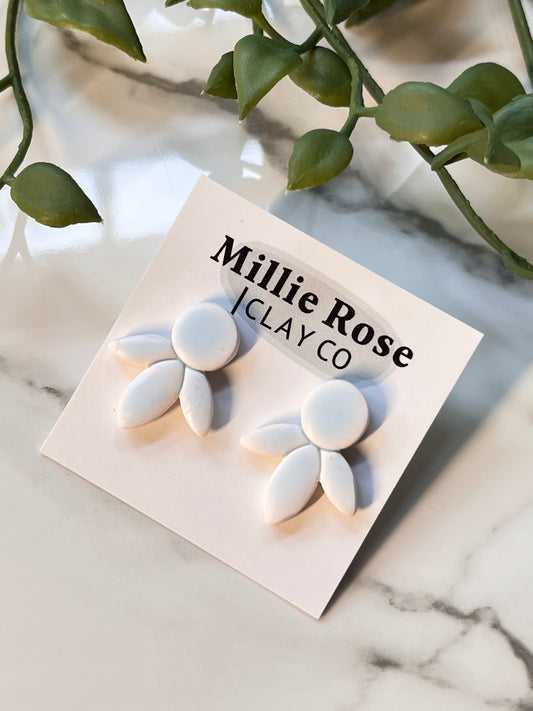 Glazed Light Blue Floral Drop Oversized Stud