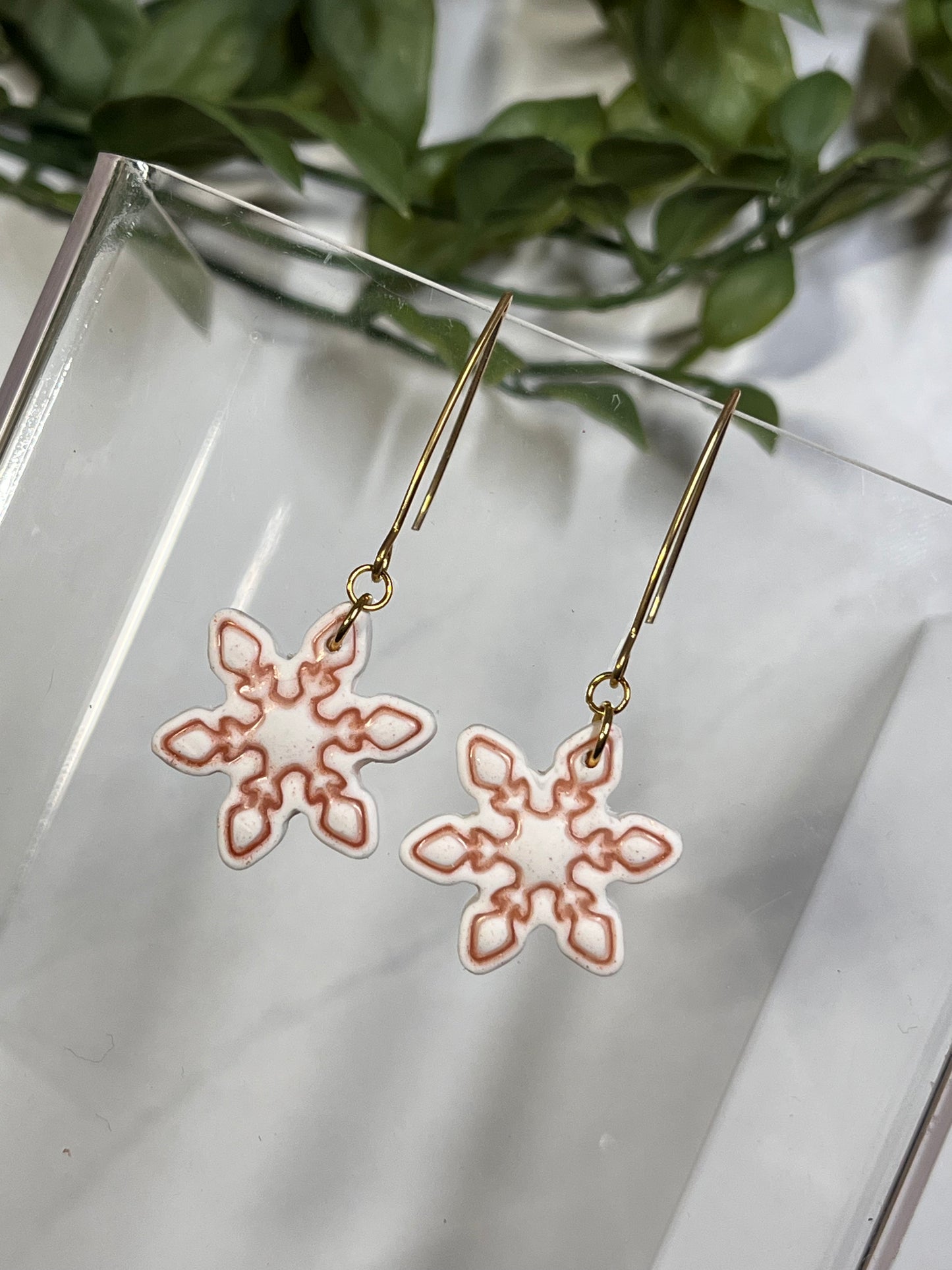 Copper Embossed Snowflake w/ Gold Hook