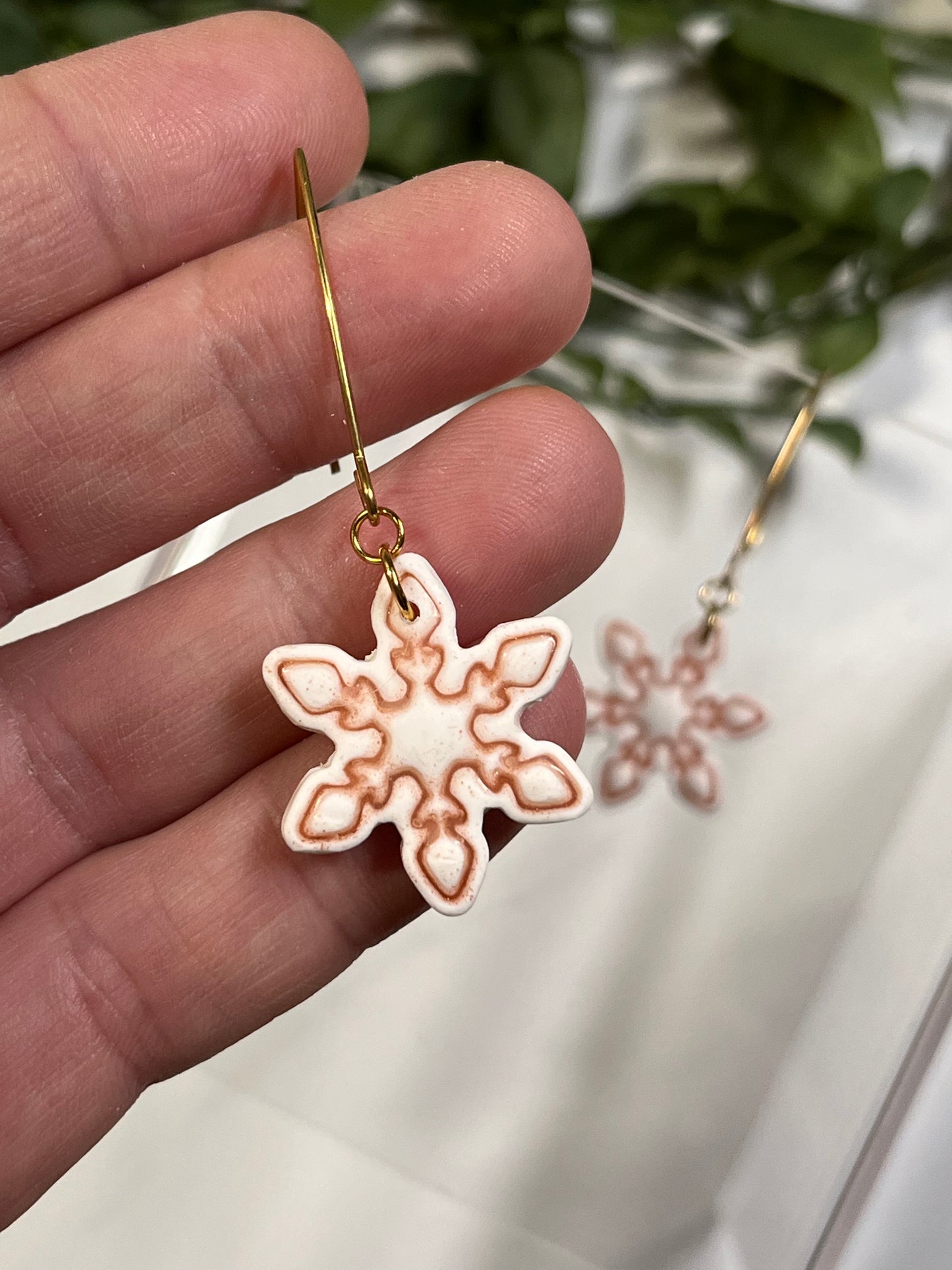 Copper Embossed Snowflake w/ Gold Hook