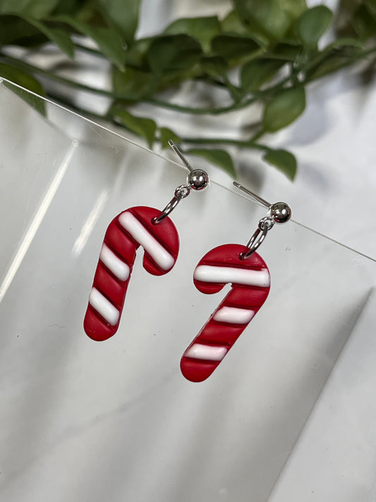 Candy Cane Dangle w/ Ball Stud (Silver)