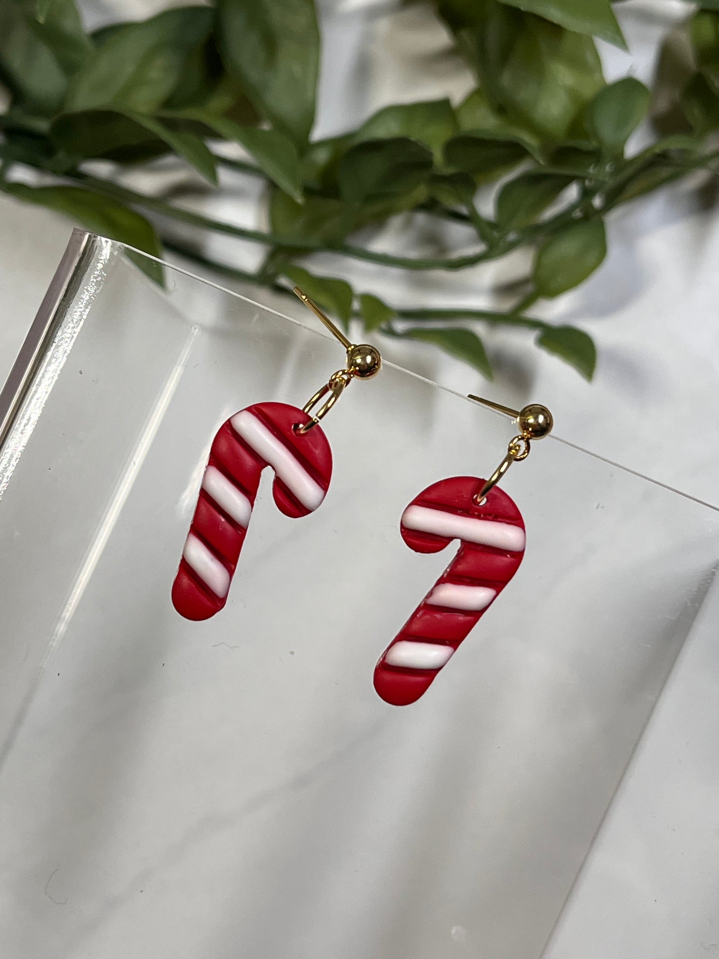 Candy Cane Dangle w/ Ball Stud (Gold)