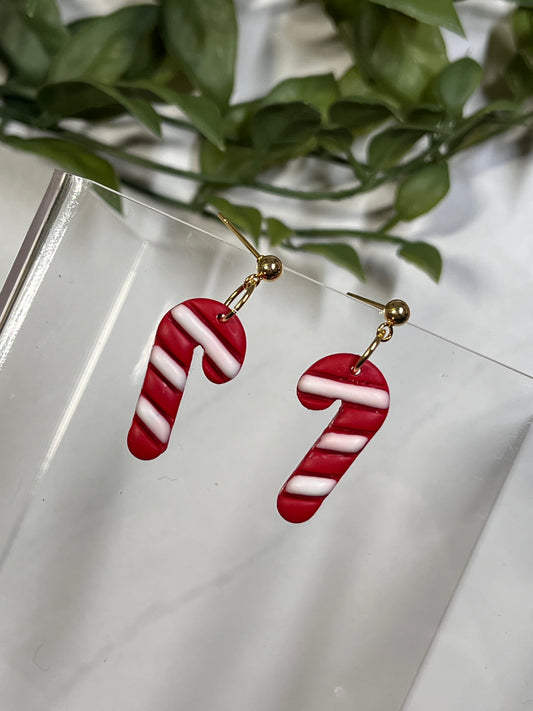 Candy Cane Dangle w/ Ball Stud (Gold)