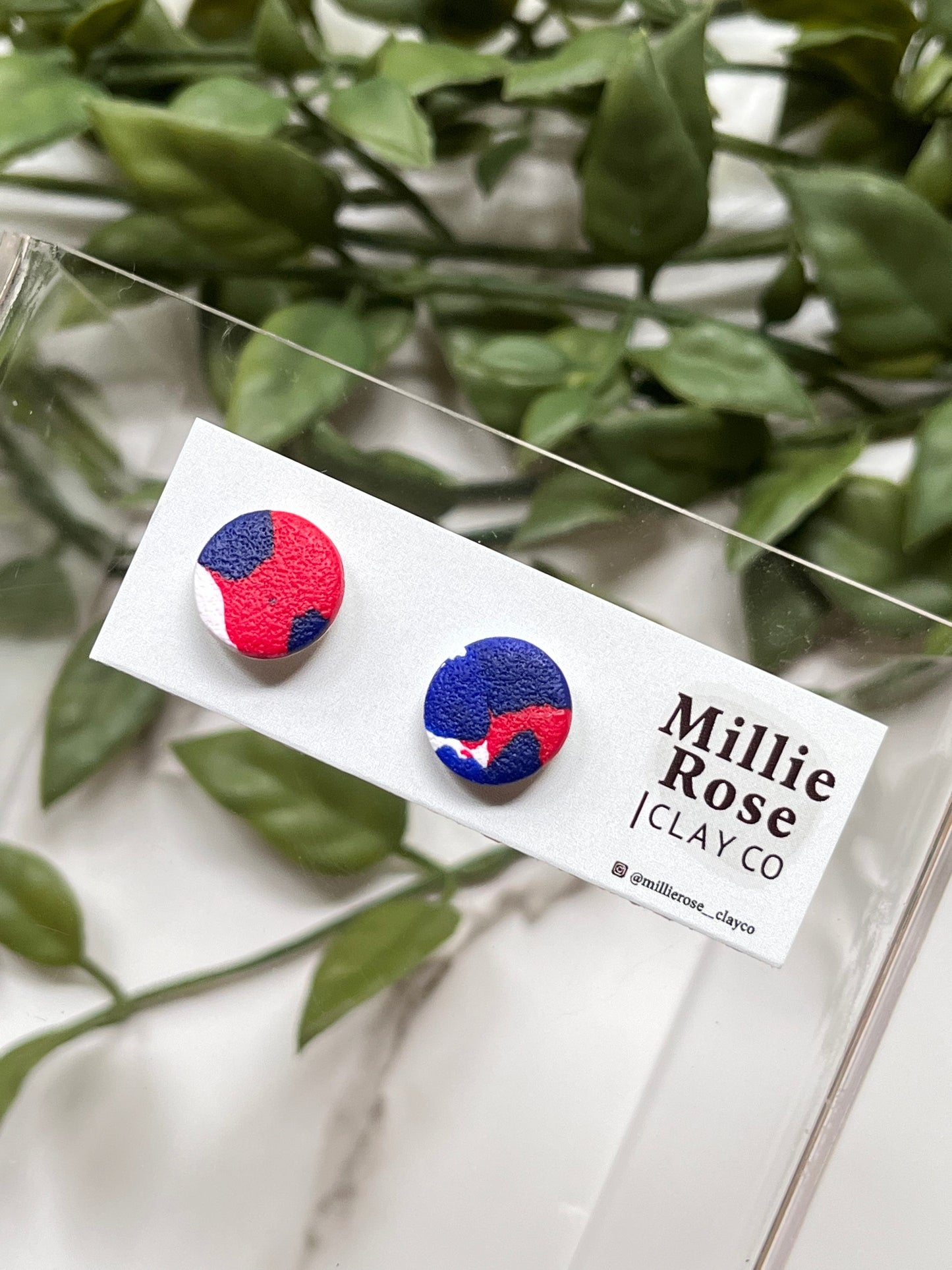 Red/White/Blue Small Circle Stud